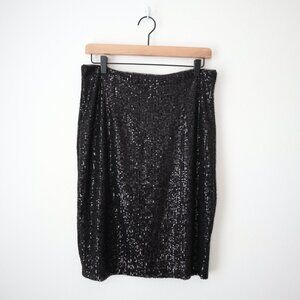 DKNY Black Sequin Midi Skirt | 8